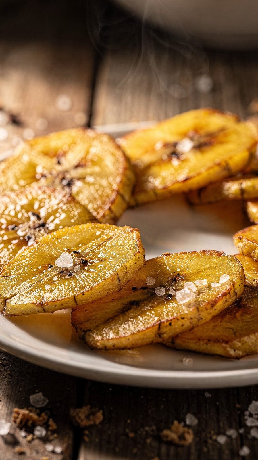 Banana pacovã frita em rodelas douradas